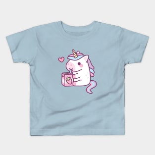 Cute Little Unicorn Loves Strawberry Milk Kids T-Shirt